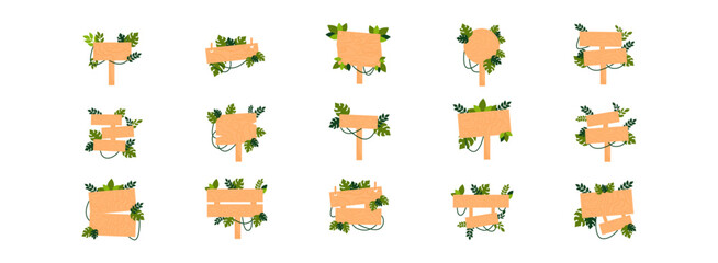 Jungle Signboards Vector art illustration isolated transparent background