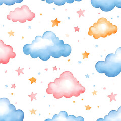 pattern with clouds and sun