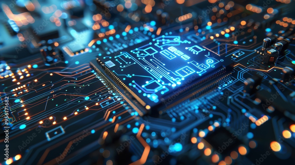 Aufkleber exploring the world of ai: a detailed look at a processor chip