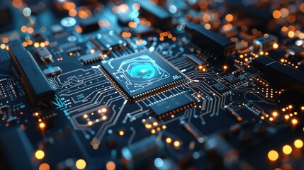 Obraz premium AI Technology: A Close-Up Look at the Processor Chip