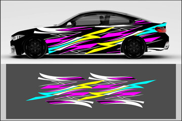 Car wrap decal design vector, custom livery race rally car vehicle sticker and tinting.