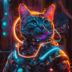 Cosmic Cat in Neon Armor