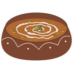 Dal Makhani served with rice and roti Indian vegetarian meal