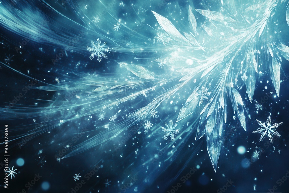 Aufkleber intricate snowflakes and swirling lines create an enchanting winter landscape in varying shades of b
