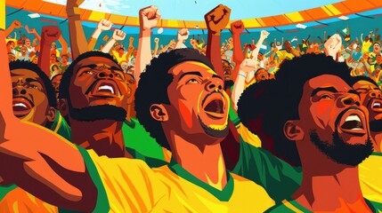 Euphoric Fans at a Soccer Match