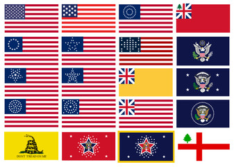 US American Historic Flags Vector Pack