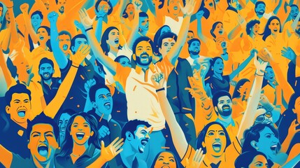 A Crowd of Joyful Fans Celebrating a Victory