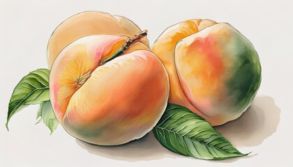 Watercolor illustration of Peaches
