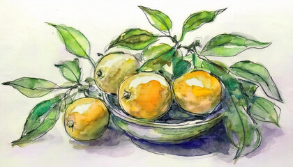 Watercolor illustration of orange
