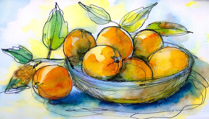 Watercolor illustration of orange
