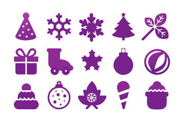 Set of Christmas decoration Vector Icons  illustration 