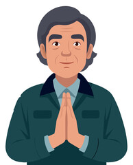 Senior worker man standing and clapping hands