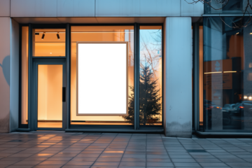 A large white sign is on the front of a building, Mockups, Transparent PNG