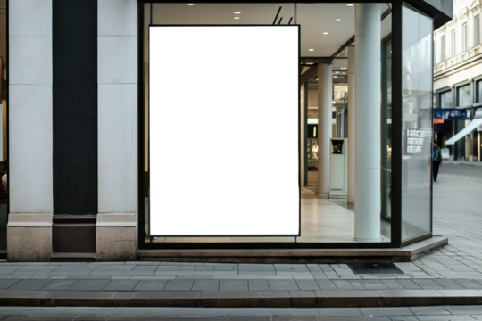 A large white sign is on the side of a building, Mockups, Transparent PNG