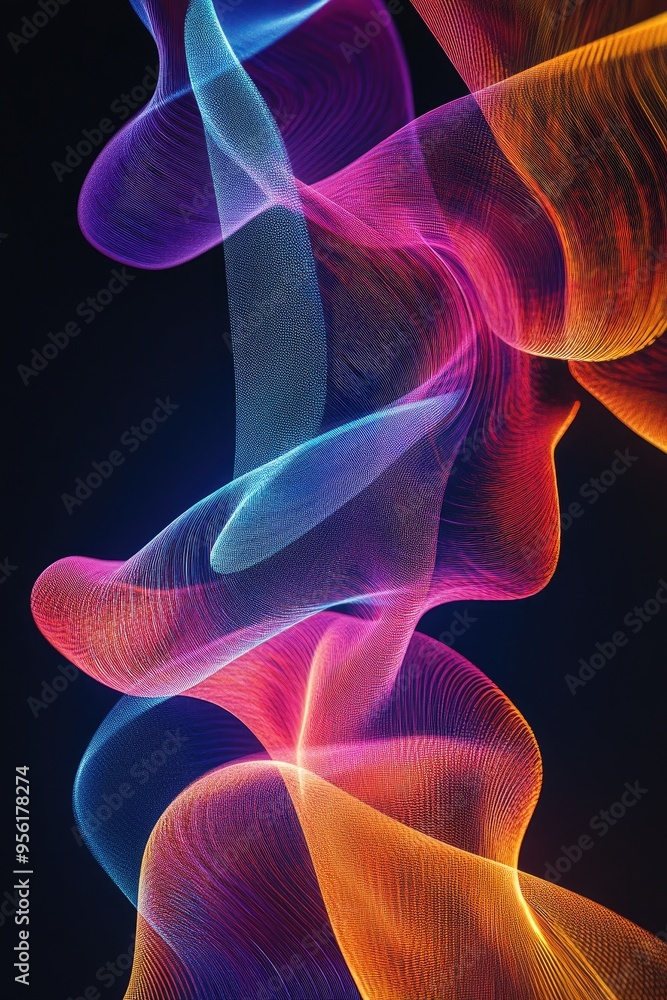Poster abstract line art illustration featuring a dynamic motion background on a dark canvas showcasing vib