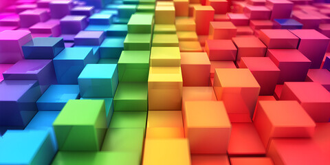  vibrant, and abstract representation of a 3D cube wall.