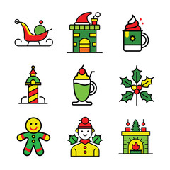 set of christmas icons