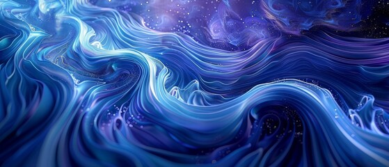 Obraz premium This mesmerizing photo captures the ethereal beauty of an endless ocean wave, its fluid, abstract background swirling with shades of blue and purple.