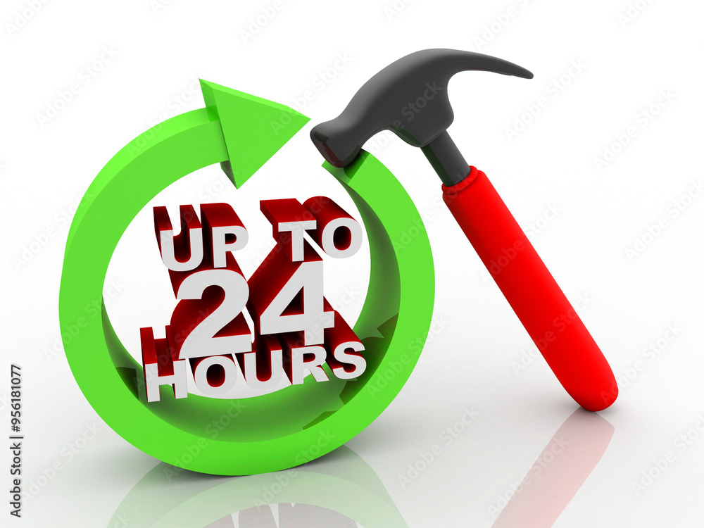Poster concept: opening hours sign. 3d rendering