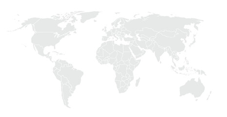 Fototapeta premium World map.United States, China, Russia, Germany, United Kingdom, Japan, France, India, Brazil, Canada, Italy. Grayscale,isolated on white background