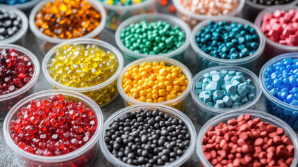 Colorful Beads in Jars.