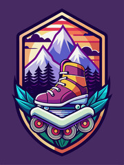 Roller Skate With Mountain Sunset Emblem