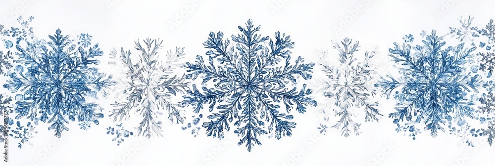 Aufkleber intricate patterns of blue and white snowflakes blend harmoniously with delicate lines, evoking a se