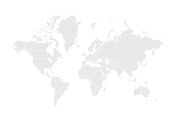 Fototapeta premium World map.United States, China, Russia, Germany, United Kingdom, Japan, France, India, Brazil, Canada, Italy. Grayscale,isolated on white background