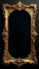 A golden ornate  frame with intricate floral patterns