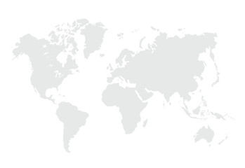 Fototapeta premium World map.United States, China, Russia, Germany, United Kingdom, Japan, France, India, Brazil, Canada, Italy. Grayscale,isolated on white background