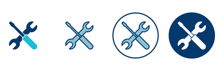 Repair icon vector isolated on white background. Wrench and screwdriver icon. settings vector icon. Maintenance. tools