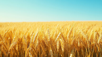 A golden wheat field under the blue sky