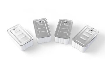 Tin can for food preservation such as sardines mackerel tuna Isolated with transparent shadow