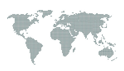 Dotted color world map vector.	