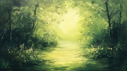 Original oil painting featuring unedited green nature scene