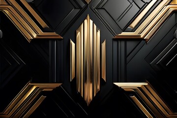 Fototapeta premium 3D Abstract black and golden background