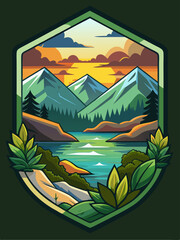 Majestic Mountain Range with a Serene Lake at Sunset