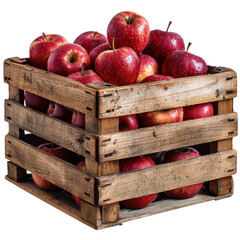 Fresh red apples neatly arranged in a rustic wooden crate, perfect for farm-to-table and food photography.