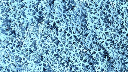 arrière-plan rempli de flocons de neige bleutés - rendu 3D