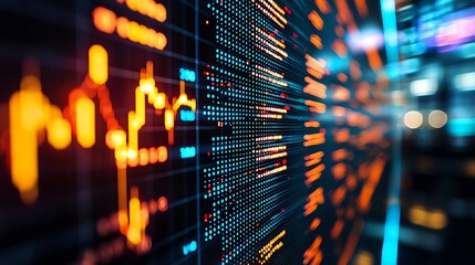 Dynamic financial graph showcasing digital data visualization with vibrant colors and complex patterns.