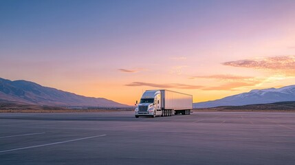 Semi Truck at Sunset