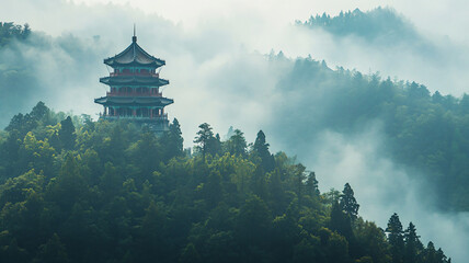 misty morning in the mountains
