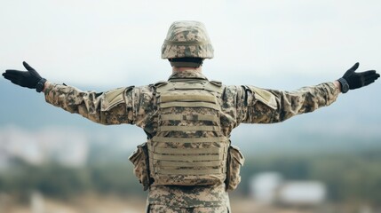 Naklejka premium Soldier Open Arms.