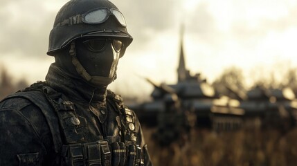 Naklejka premium Soldier in Combat Gear.
