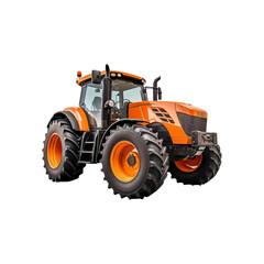 Tractor with large wheels and black tires. Suitable for agricultural, construction, and rural themed designs in need of a powerful vehicle element