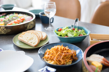 Image of Japanese home party food.Japanese food