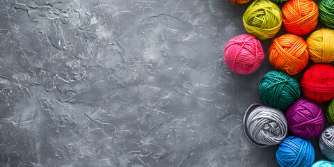  close-up of several colorful balls on a gray background. The balls are arranged in a row and are colored red, blue, green, yellow, and orange.