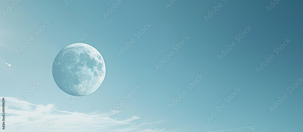 Poster capture the moon s disk in a serene blue sky with copy space image