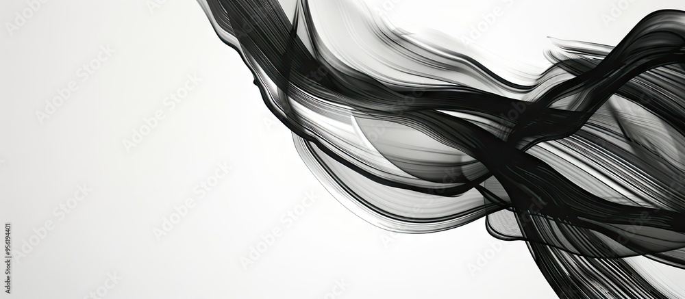 Poster smooth black ink curves create an elegant copy space image