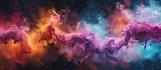 Abstract and creative art background wallpaper with a colorful paint splash and smoke effect perfect for a copy space image